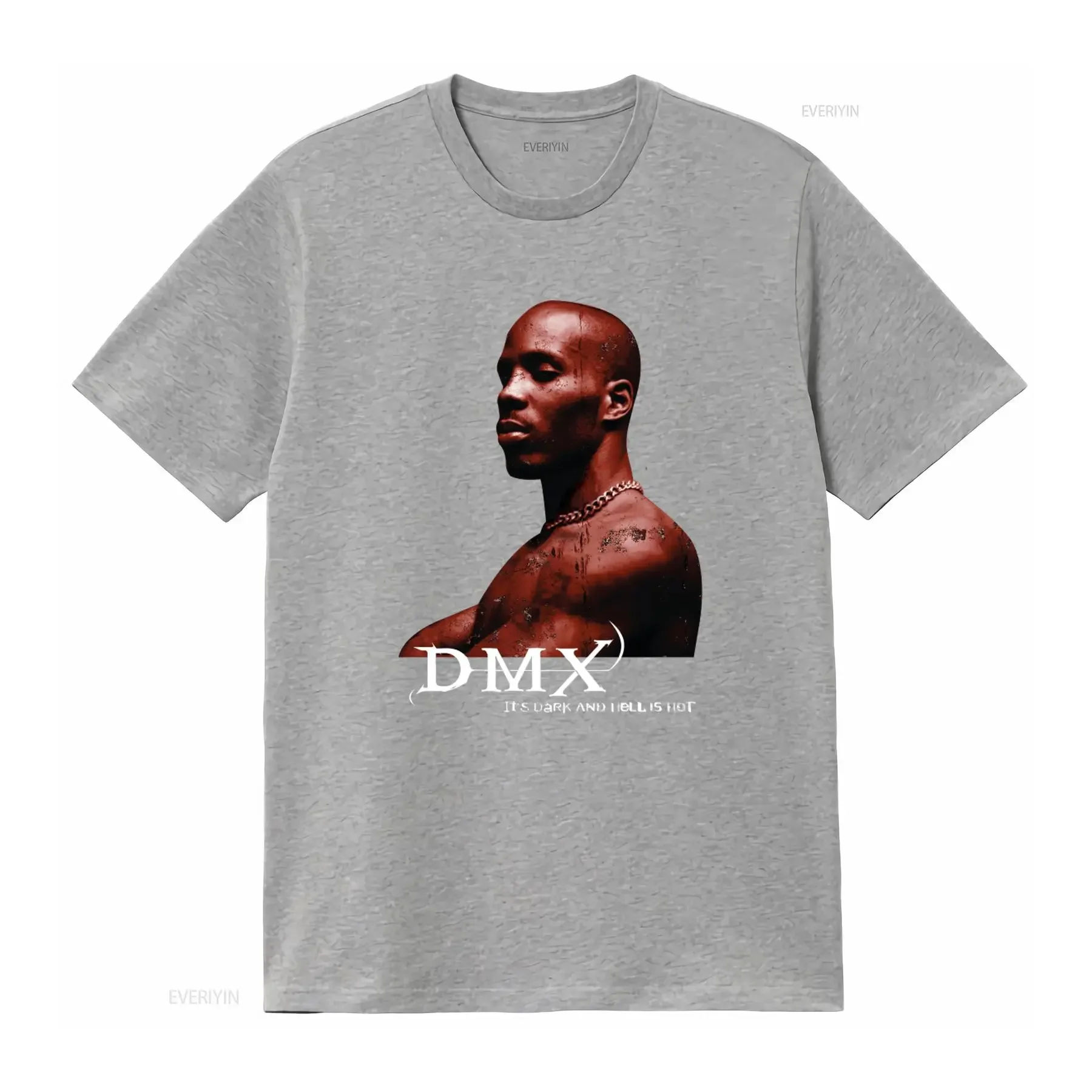 Фото Футболка DMX ITS DARK AND HELL IS HOT 20TH ANNIVERSARY TOUR 2019, мужская, размер S-5XL, винтажная, с эффектом потертости, удобная, унисекс, слегка состаренная. №3