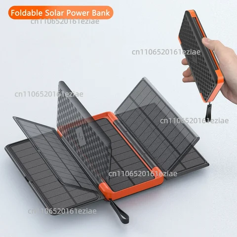20000 мАч Qi Беспроводной аккумулятор на солнечной батарее Открытый внешний аккумулятор Портативный внешний аккумулятор для iPhone 14 Samsung Xiaomi Huawei повербанк