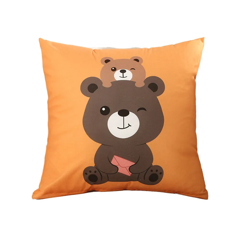 

INS cartoon double-sided printed pillowcase car backrest short plush peach skin sofa bedside cushion cover