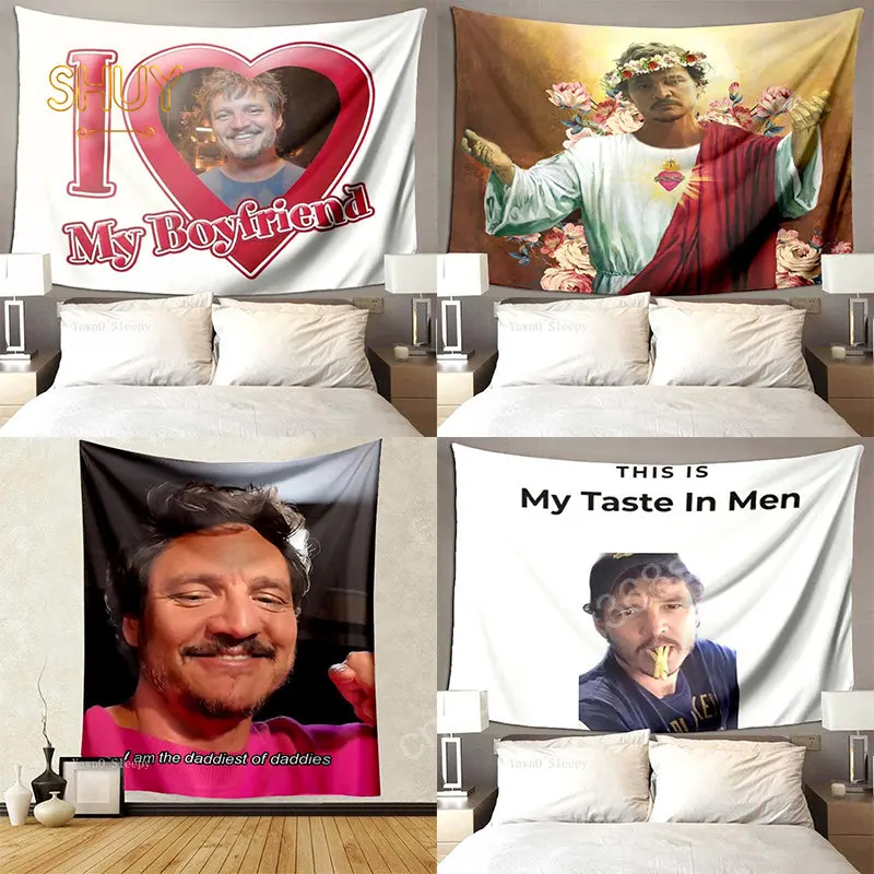 

This Is My Taste In Men Pedro Pascal Tapestry Room Decorating Aesthetic Wall Mural Living Room Decoration Carpet on The Wall