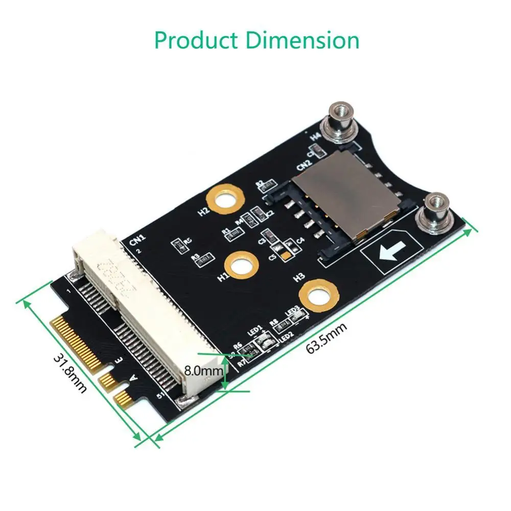 

Переходник Mini PCI-E на M.2 NGFF Key A/E со слотом для SIM-карты для 3G/4G