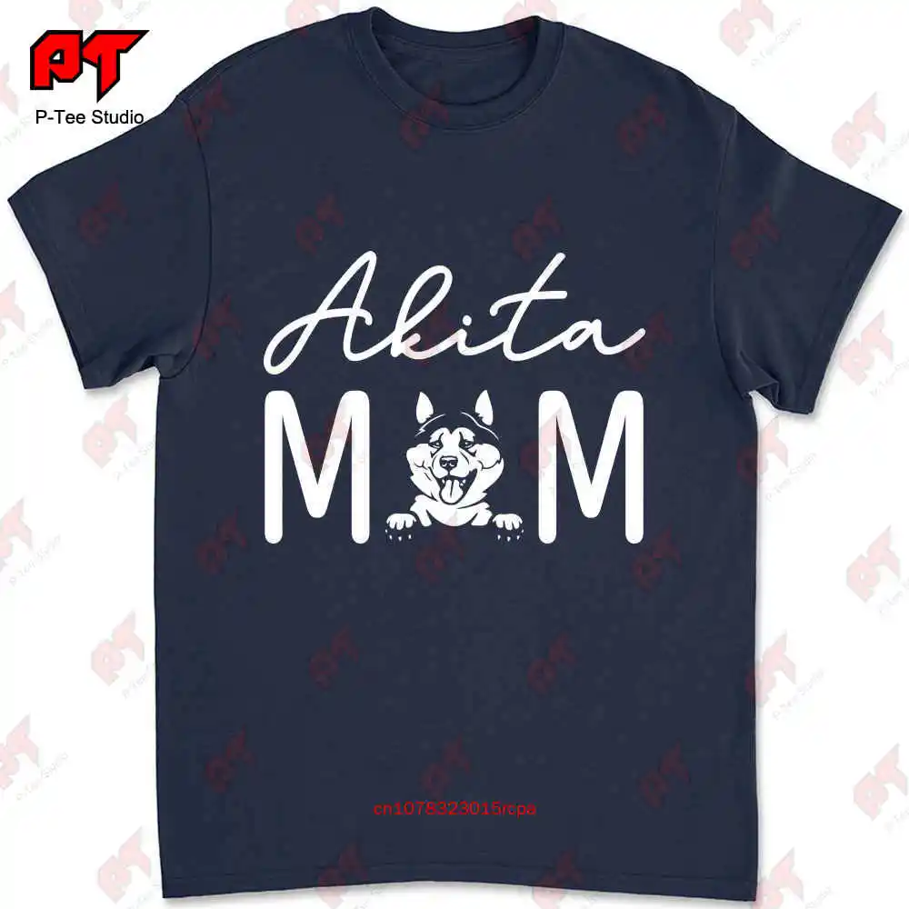 Собака Мама влюбленная меховая мама Akita футболка ELQ4