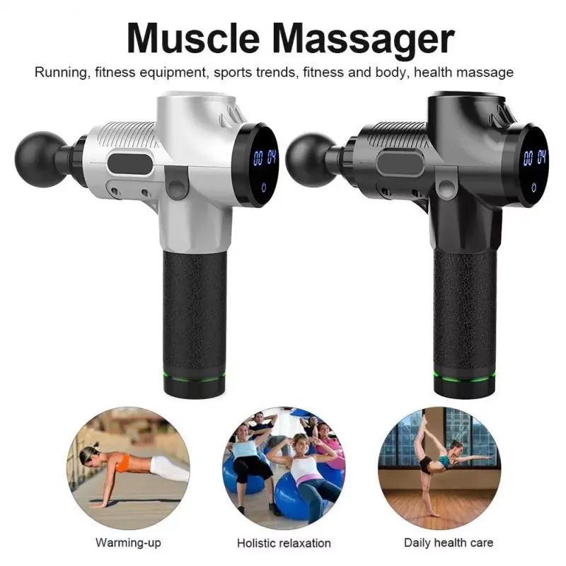 

30 Speeds Vibrating Fascia Gun LCD Touch Screen Health Care Fitness Massage Gun Hand-held Deep Tissue Muscle Relaxing Massager
