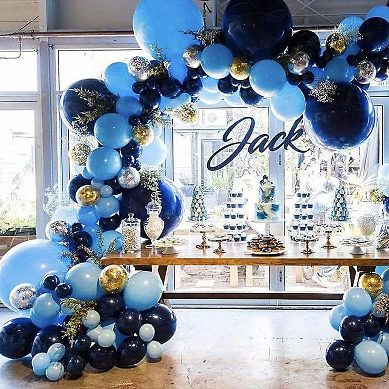 

106pcs Navy Blue Gold Confetti Baby Shower Balloon Latex Balloons Garland Arch Kit Fathers Day Wedding Boy Birthday Party Decor