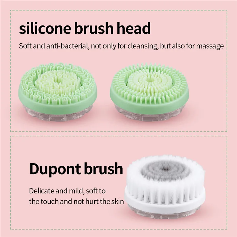 CkeyiN 3 In 1 Electric Facial Cleansing Brush Silicone Rotating Face Brush Deep Cleaning Skin Peeling Cleanser Exfoliation 50 images - 6