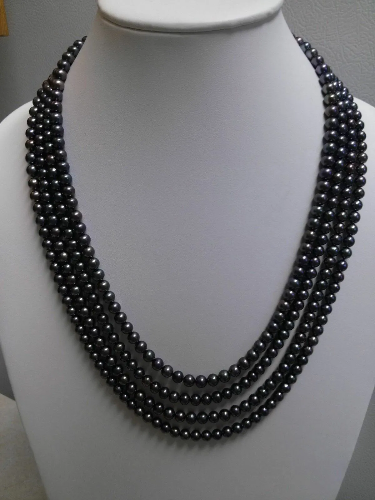

Natural Beautiful 6-7mm Black Akoya Freshwater Cultured Pearl Necklace 100"