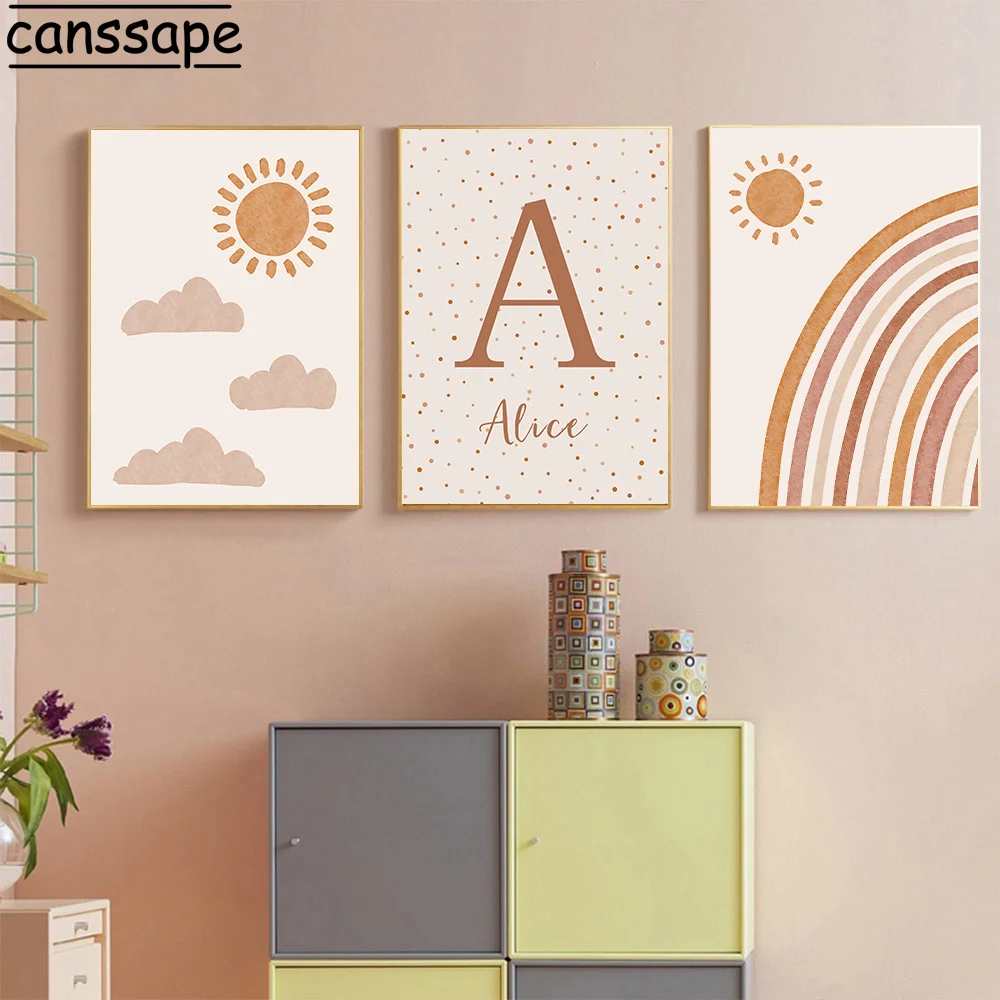 Постер с именем на заказ Картина холсте в стиле бохо альпака принты радуга