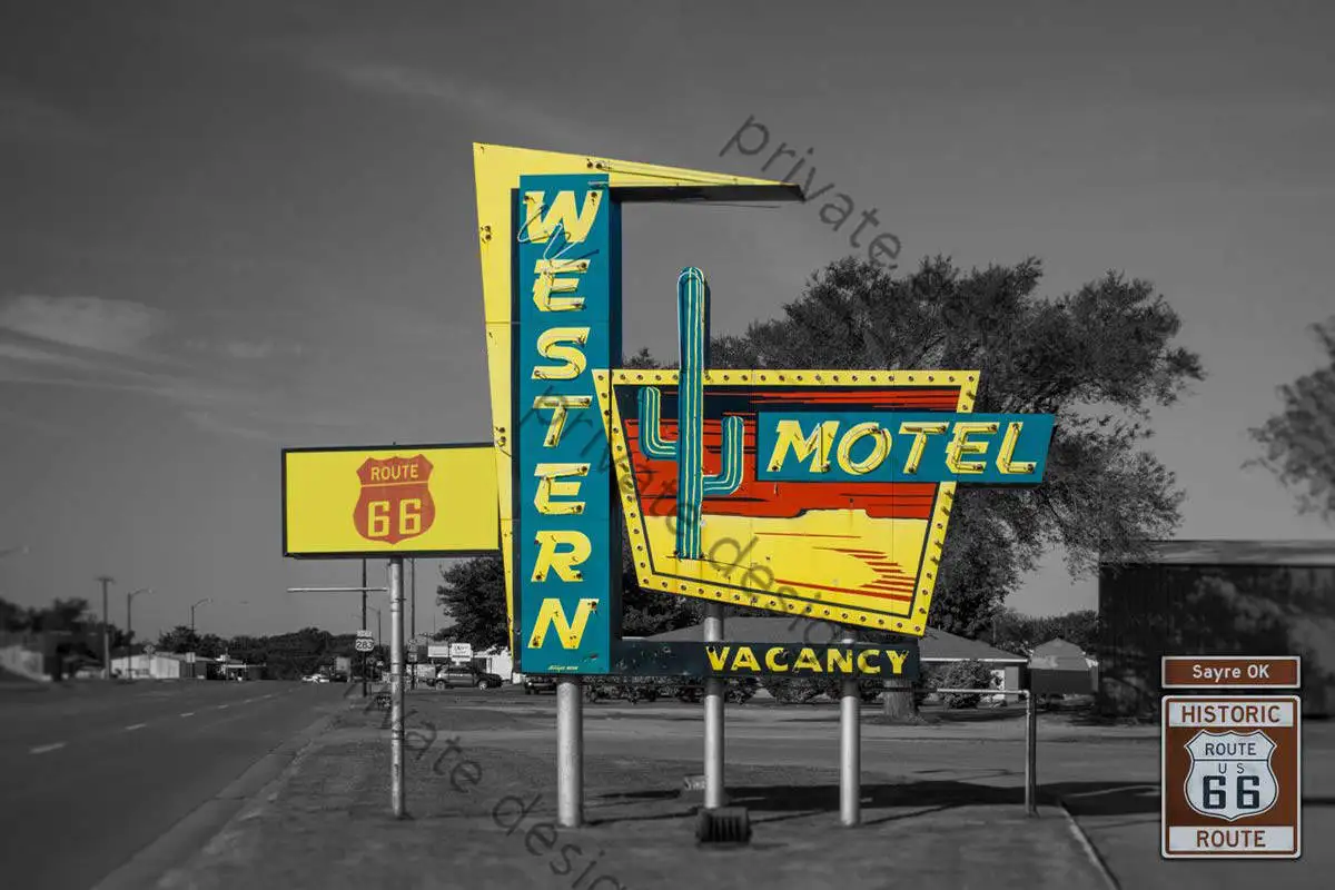 

OK Motel Route 66 Sayre настенный Декор для комнаты Ретро винтажный металлический жестяной знак оловянные пластины для искусства кафе паба дома клуб...