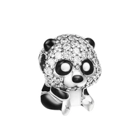 sparkling cute panda charm 2022 spring fits beaded charms bracelets fashion women diy 925 sterling silver jewelry