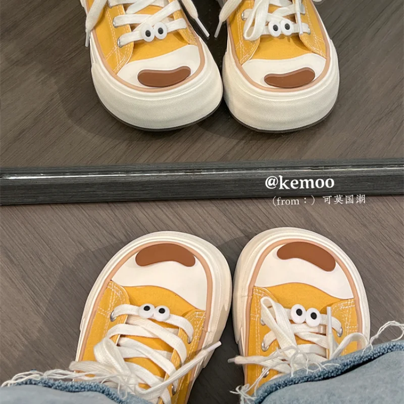 SHANPA Cute Dog Canvas Platform Shoes Summer 2023 New Casual Designer Round Toe Shoes Breathable Non-slip Kawaii Female Zapatos