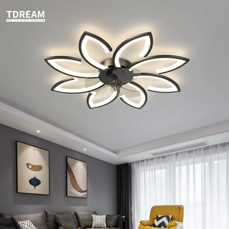 Новый Цветочный вентилятор для гостиной спальни домашнее освещение современная
