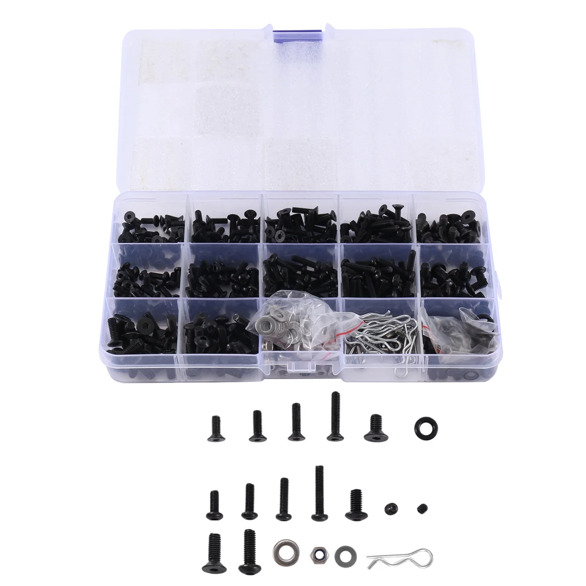 

522PCS RC Screws Kit Repair Tool Box M3 M4 Flat Round Head Screw for 1/8 1/10 Traxxas Axial Redcat HSP HPI Arrma Losi