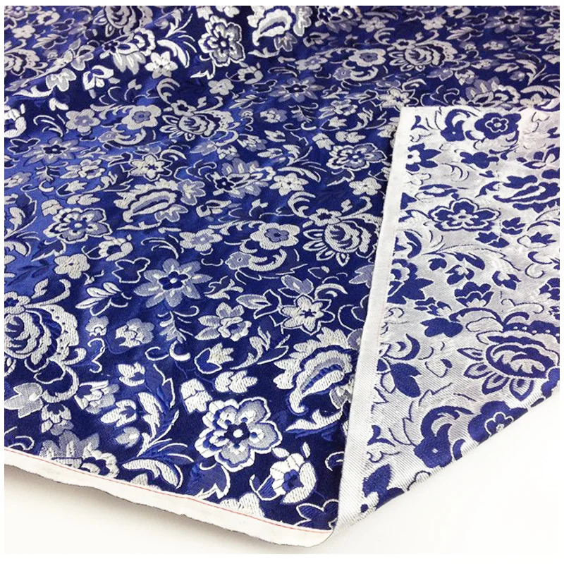 

Blue Jacquard Brocade Tissu Fabric for Dress,Sewing Patchwork Cloth Tela Materials,Size:45cmX75cm