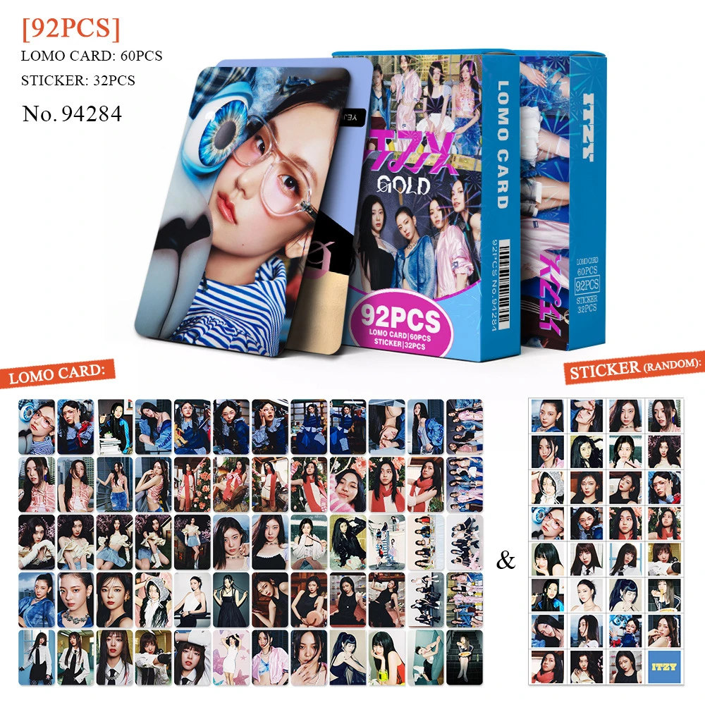 60 шт. альбом KPOP ITZY золотые ломо-карты двусторонние фотокарточки с 32