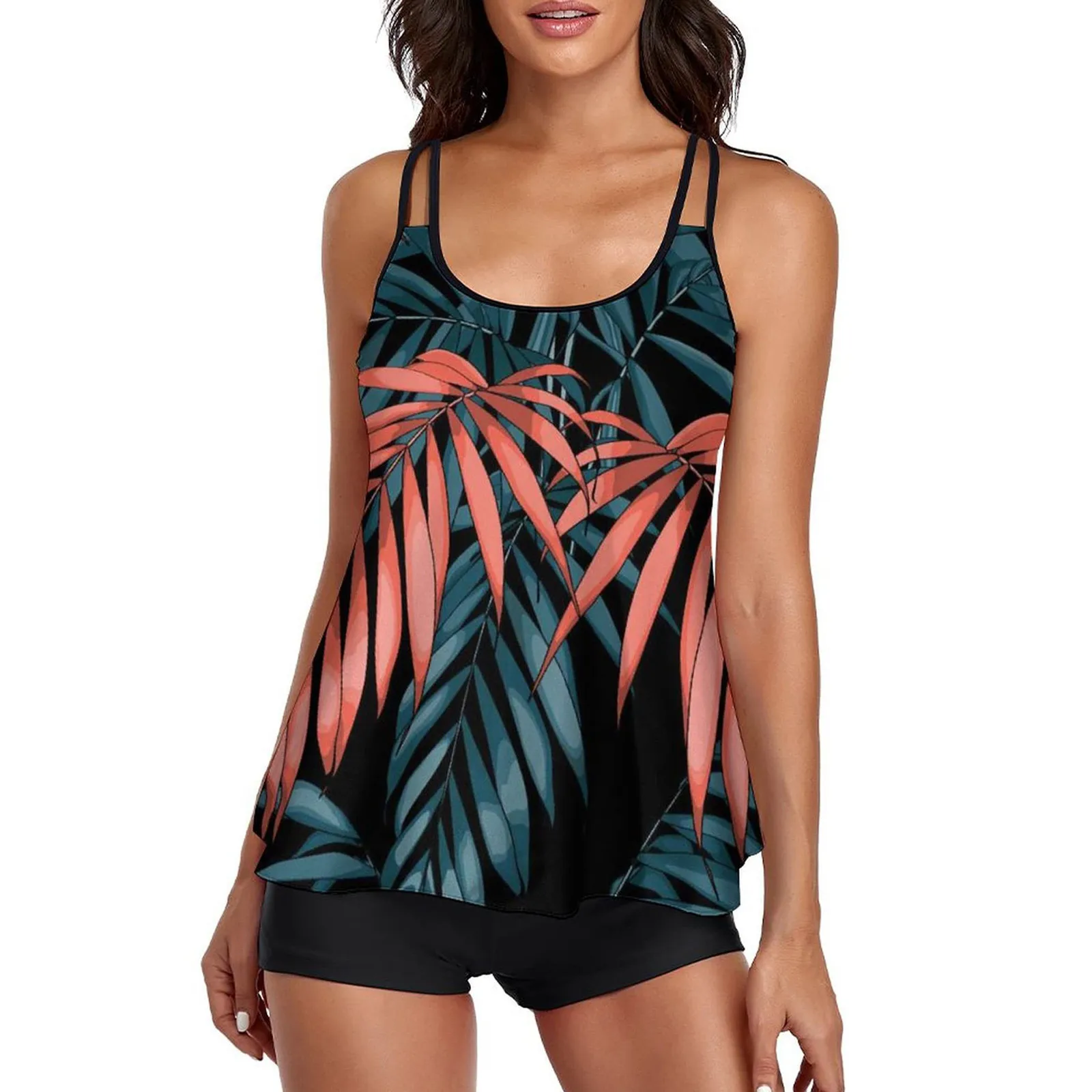 

Women Fashion Loose Swimsuit Set Two Pieces Bathing Suit High Waist Swimming Swimsuit Female Sports Swimdress Tankini Shorts