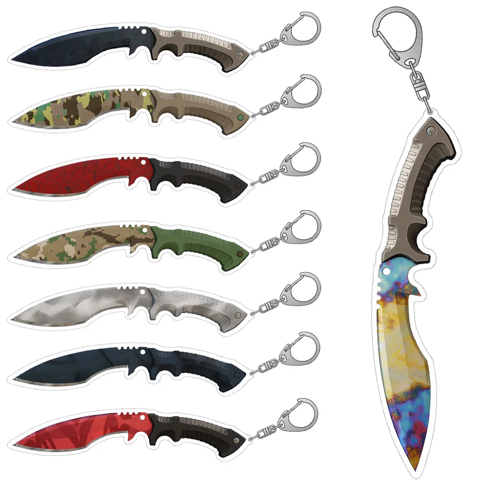 Фото Брелок-подвеска для сумки CS2 GO Kukri Knife Case Hardened Fade Safari Mesh Slaughter Skins из акрила, праздничный подарок, аниме-игрушка №1
