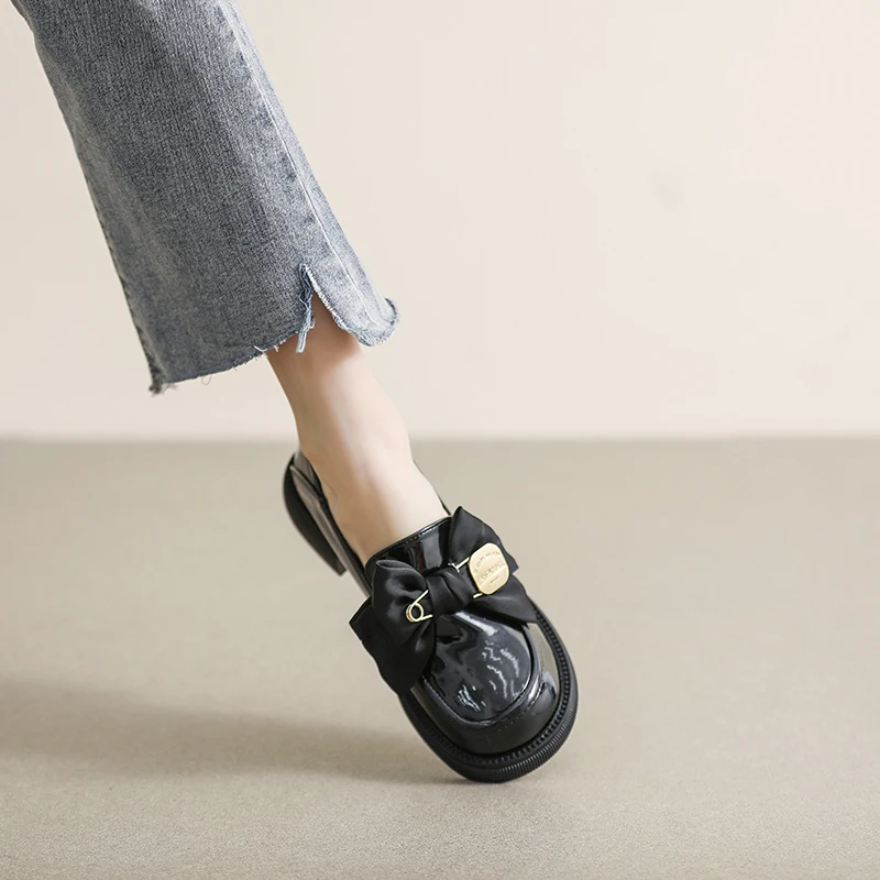 DIMANYU Loafers Women 2023 Spring British Style Women Shoes Large Size Bow Tie Slip-on College Style Shoes For Girls