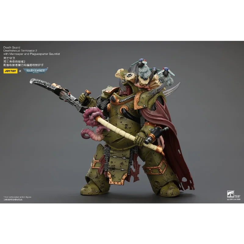 Фото Коллекционная фигурка JOYTOY 1/18 Warhammer 40K Death Guard Deathshroud Terminator с перчатками Manreaper и Plaguespurter №5