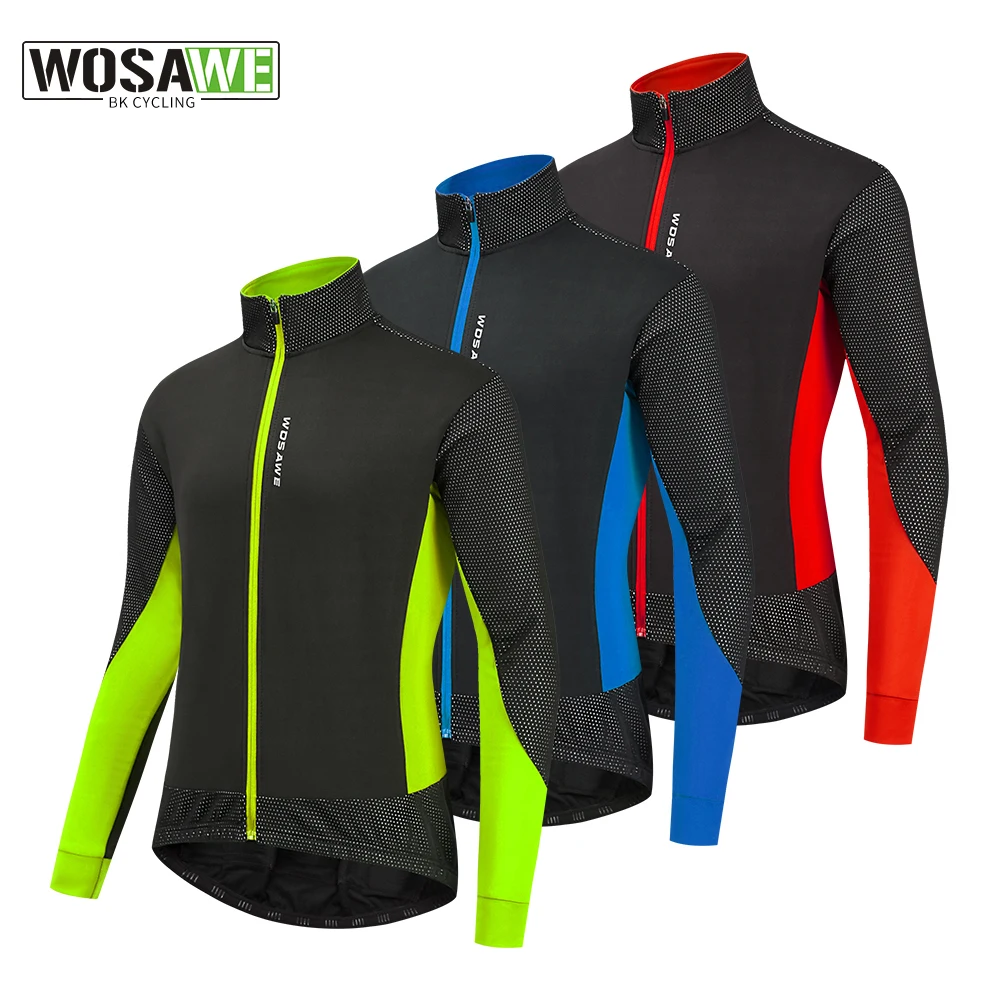 

WOSAWE Men's Cycling Jacket Winter Thermal Warm UP Fleece Jacket Road MTB Bike Bicycle Clothing Sportswear Windproof Riding Coat