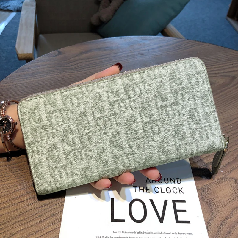 2023 New Women Wallets Letter Pattern Long Wallet Real Leather Female Purse For Cell Phone Calfskin Clutch Bag Brand Card Holder