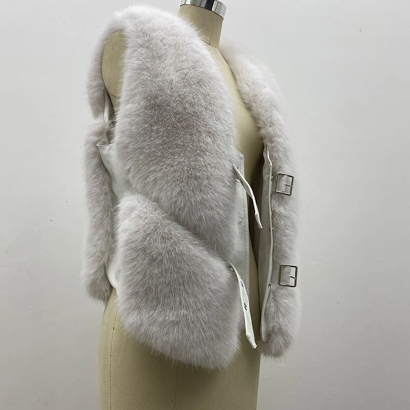 

Natural Color Faux Fur Vest Coat Women's Sleeveless BuckleSlim Fit Teddy Coat 2023 High Street Plush Fur Jacket 2023 Furry Top