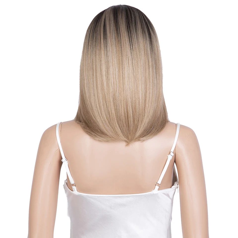 Поднимающий синтетический парик светлых волос с челкой прямые волосы парики боб