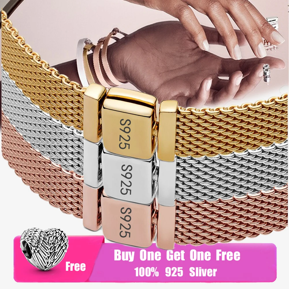 

2021 New Sterling 925 Silver Fashion Reflexions Long Clasp Pave Bracelet Fit Original Sliver Charm Beads For Women Jewelry Gift