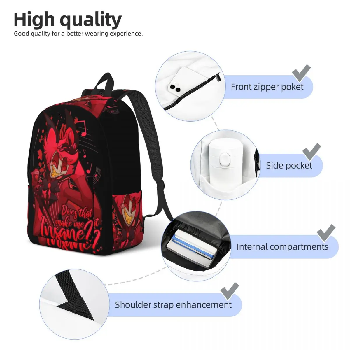 Рюкзак Crazy Alastor с изображением демона уличная одежда для путешествий в стиле