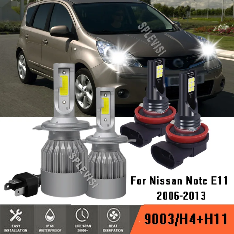Лампы для противотуманных фар 4 K H4 + H11 6000K Nissan Note E11 2006-2013 2007 2008 2009 2010 2011