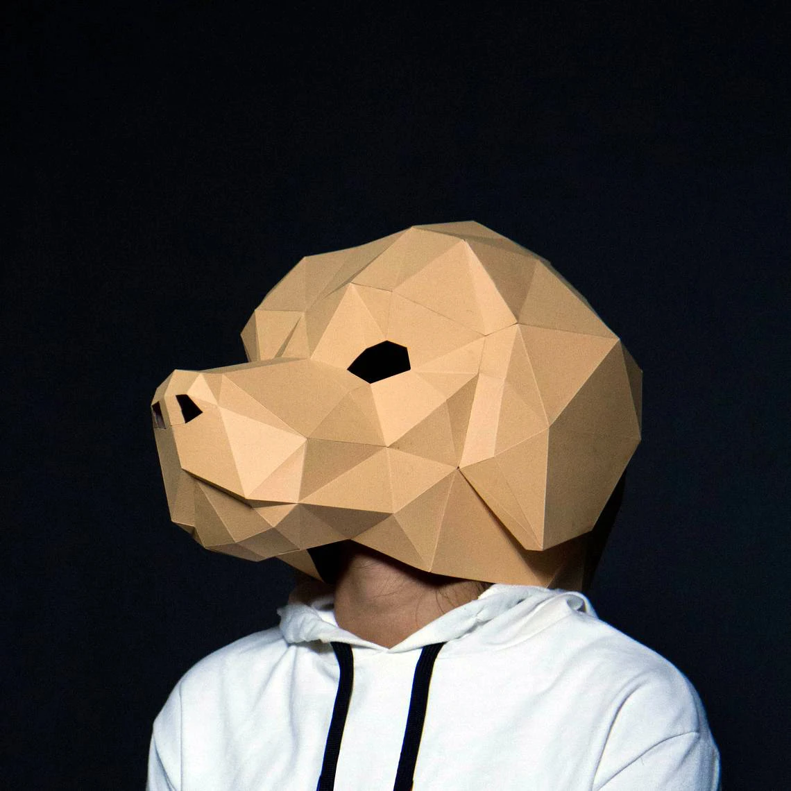 3D Paper Mold Dog Head Mask Headgear Animal Model Halloween Cosplay Props Women Men Party Dress Up DIY Craft Masks