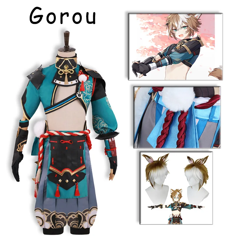 

Genshin Impact Gorou Cosplay Game Animation Corner Costume Uniform Men Women Outfit Halloween Party Carnival 2022 Sets Tail