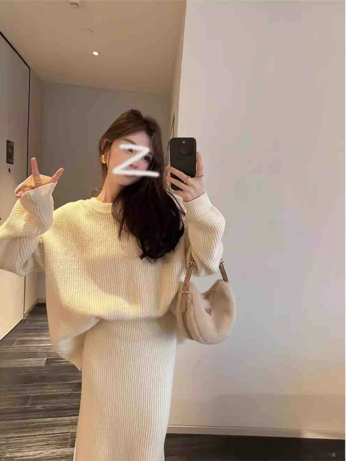 Idle Sle Wear Вязаный костюм Платье Женский осенне-зимний новый корейский Юбка с