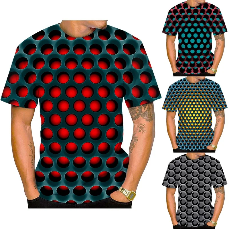

Summer New Geometric 3D Printed Three-dimensional Pattern Casual Fashion Short-sleeved T-shirt Men's Short Sleeve