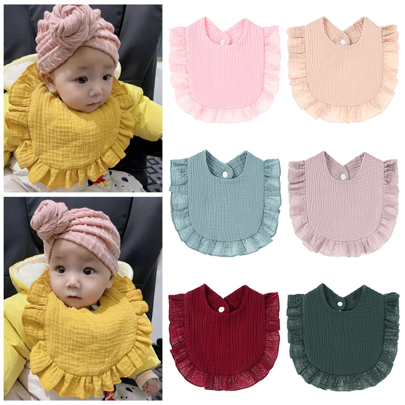 

Слюнявчик детский однотонный из двойного хлопка, нагрудник для кормления младенцев, мягкая хлопковая ткань для новорожденных, в Корейском стиле