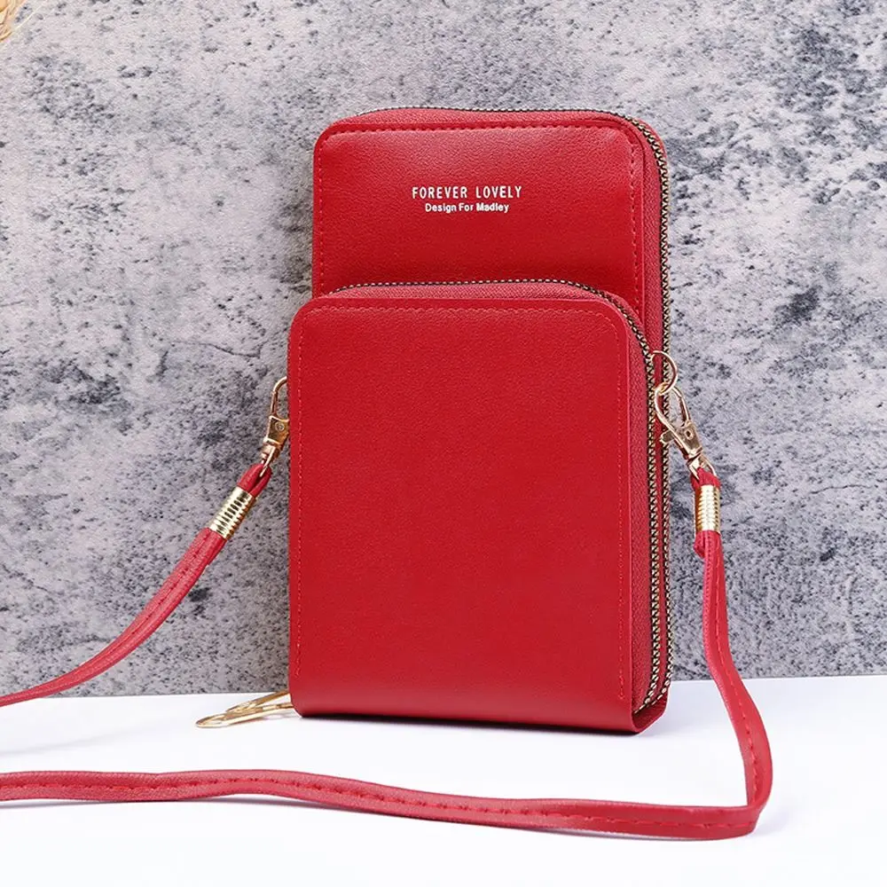 Wallet Zipper Letter Card Holder PU Leather Korean Coin Purse Crossbody Bag Women Shoulder Bag Touch Screen Phone Bag