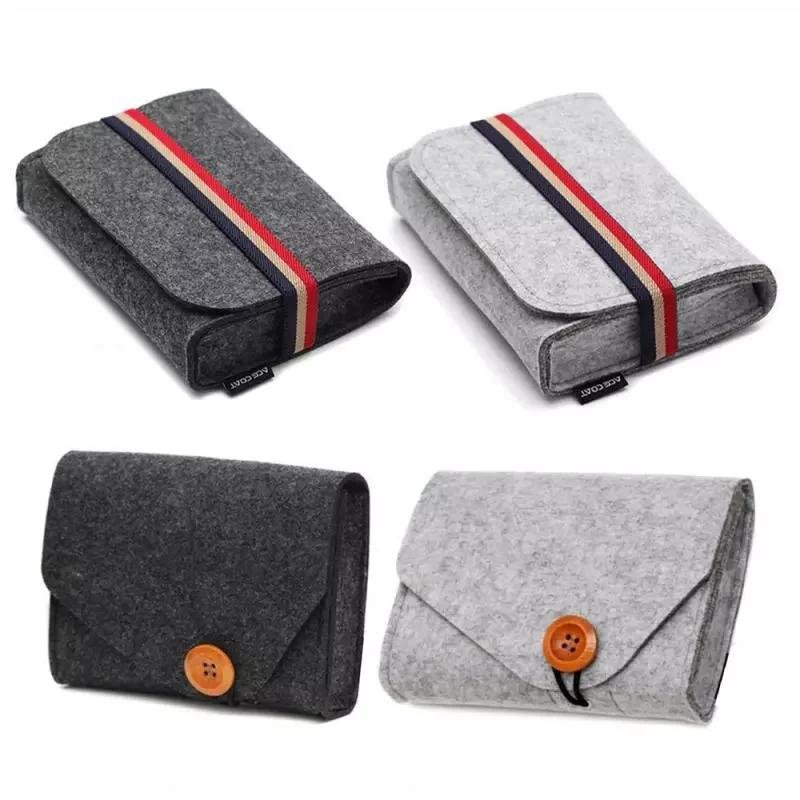 

1PC Mini Storage Bag Key Coin Package Mini Felt Storage Bag Earphone TF Card Power Bank Data Cable Travel Organizer Home Storage