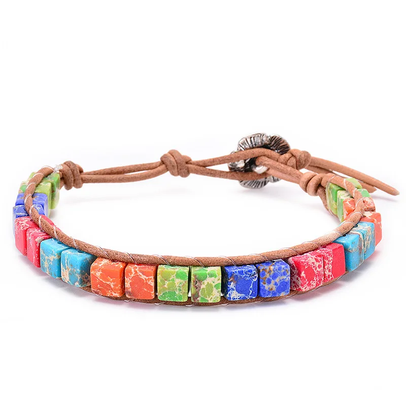 Colorful Natural Stone Bracelet Square Bracelet for Women Personalized Accessories Colors Bohemia Jewelry Handstring Beading