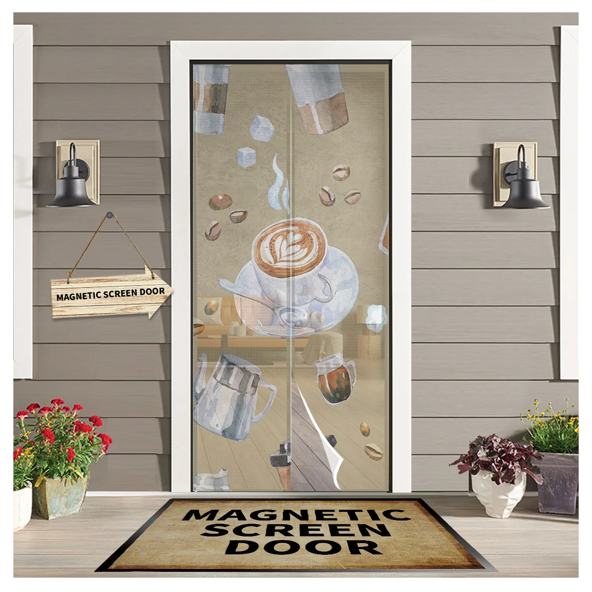 

Кофейные сахарные кубики плитка дверь занавеска Магнитная москитная сетка занавеска s спальня насекомые дверной экран Марля дверь оконный ...