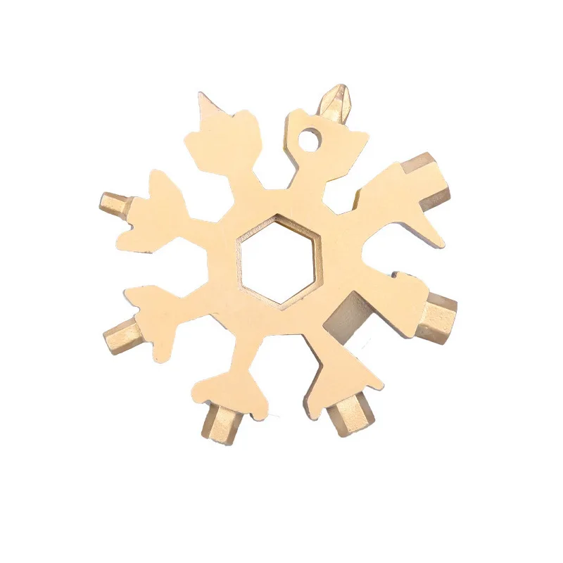 

Key Ring Spanner Snowflake Hexagonal Screwdriver Alloy Steel Bottle Opener Household Tool Octagonal Hex Wrench 18-in-1 Universal