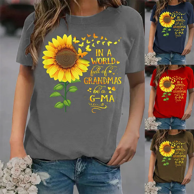 

Summer New Fashion Casual Loose Print Round Neck Short Sleeve Women's T-shirt