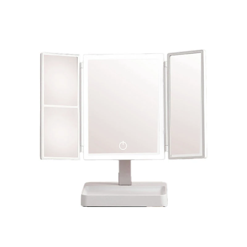 

BMDT-Vanity Mirror 3X Magnifying Cosmetic 3 Folding Makeup Mirrors 270 Rotation Stepless Dimmer Beauty Table Mirrors White A