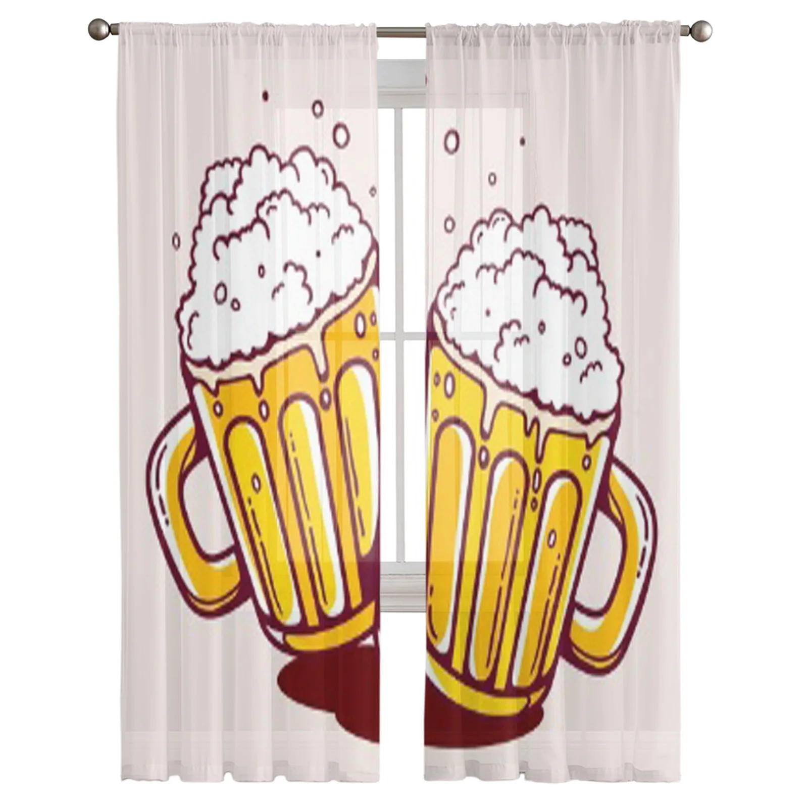 Две кружки для пива тюлевые занавески гостиной спальни детской кухни балкона из