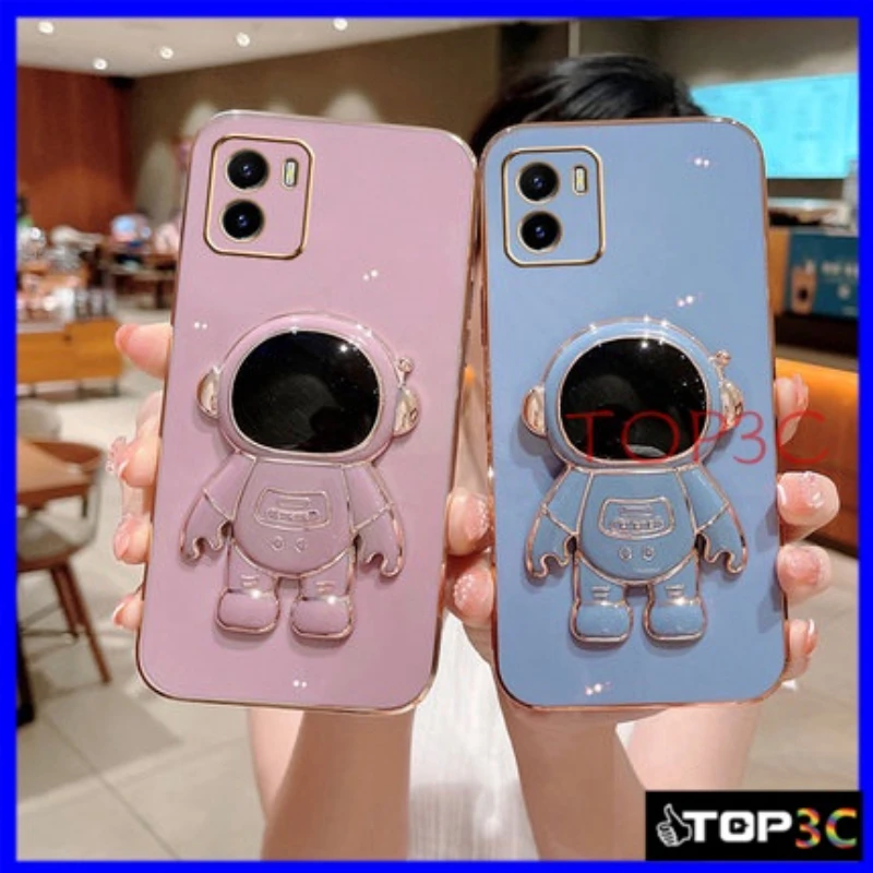 

For Vivo S5 S6 S7 S7e S9 S9e S10 S10e S12 S12Plus S15 S15e Pro iQOO Z5 Z5X Z6 Y02S 4G 2022 Astronaut Stand Phone Case