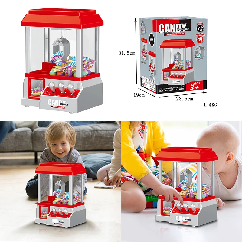 

Mini Claw Machine Coin Operated Clip Doll Candy Portable Mini Plush Grabber Arcade Machine Fun Game Toys for Kids Children Gift