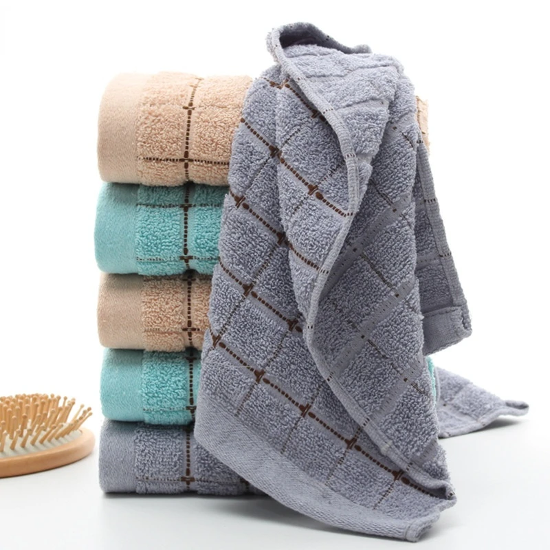 

75*35cm 100% Cotton Towel Small Grid Plain Jacquard Adult Face Towel Soft Absorbent Couple Bath Towel Support Agency Delivery