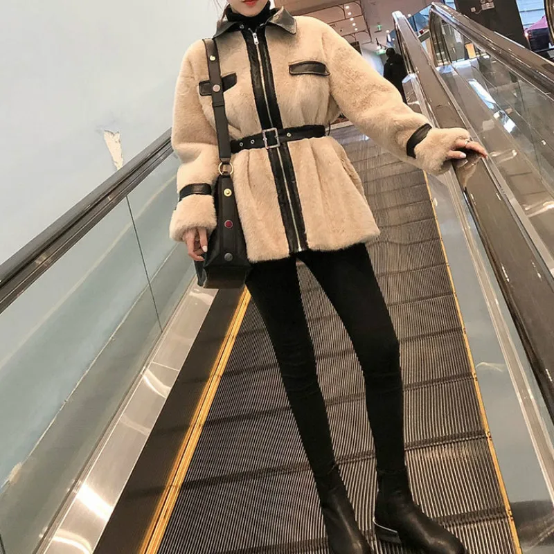 Women Winter Vintage PU Jackets Coats Thick Faux Leather Coats Female Fashion Casual Streetwear Belt Slid Long Sleeve Outwears