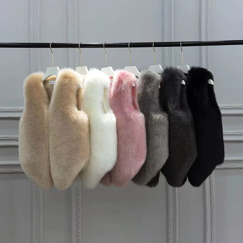 

Fur Vest Fashion Short Imitation Rabbit Fur Women's Plush Vest Autumn And Winter Warm Fur Coat Vest