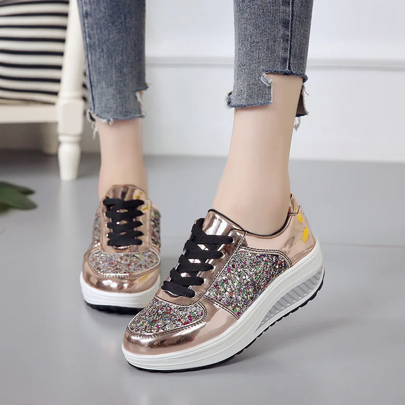 Women's Shoes Spring And Autumn New Children's Colorful Diamond Sequins Rocking Students' Casual Sports Shoes Zapatos De Mujeres