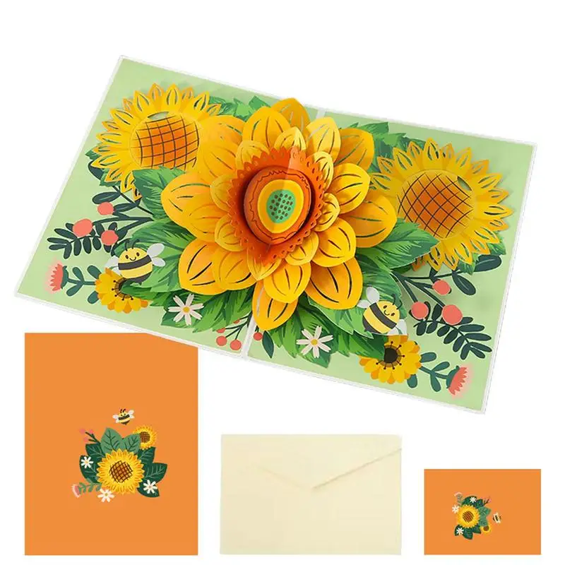

Sunflower Greeting Card Congratulations Gifts For Women 3D Popup Card Of Flower Paper Art Handicrafts Greeting Cards Handmade