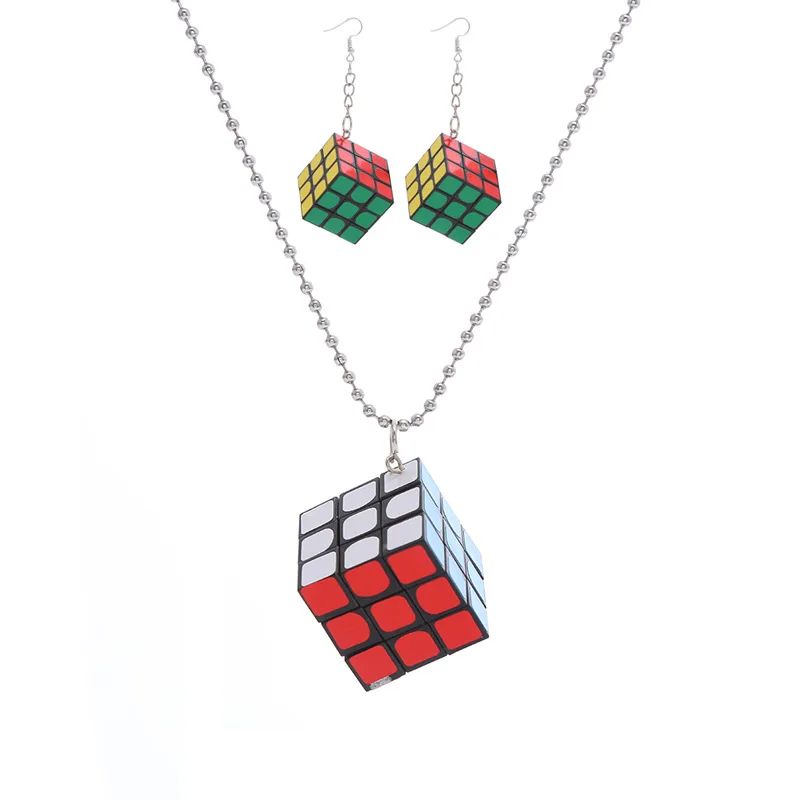

Fashion Creative Handmade Children's Fun Little Rubik's Cube Ear Hook Personality Exaggerated Punk Accessories Women Jewellery